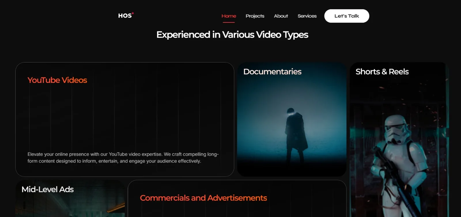 HOS: Video Production Agency Website
